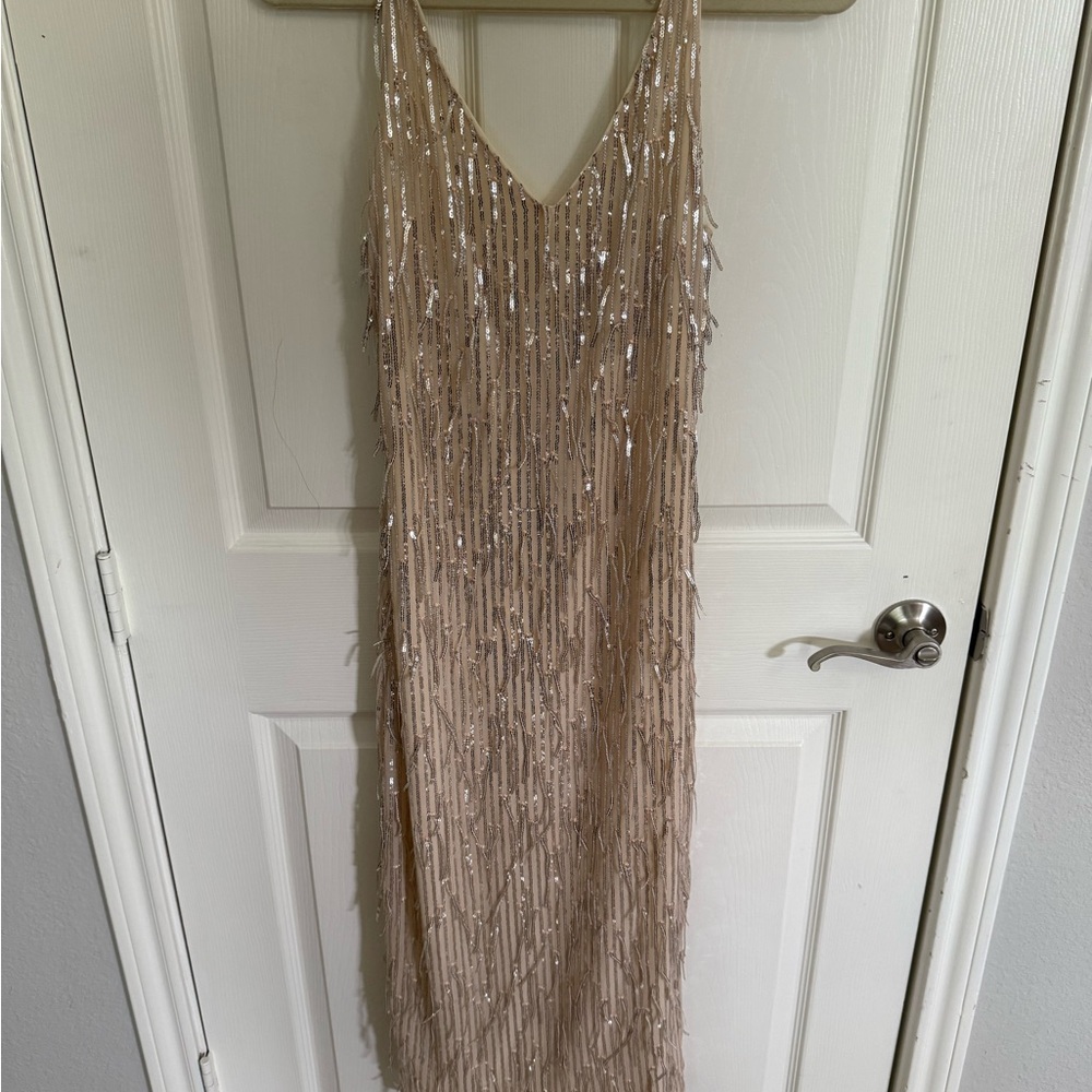 SHEIN Gold Sequin Embellished Sheath Midi Dress